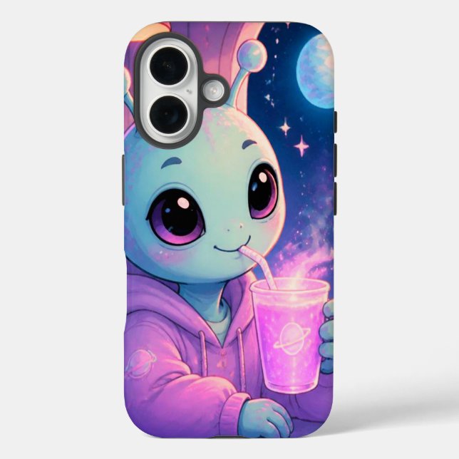 Green Alien Girl Is Here To Protect With An iPhone Case-Mate iPhone Case (Back)