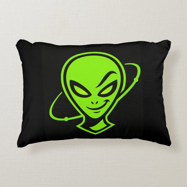 Green Alien Good Luck  Decorative Cushion (Front)