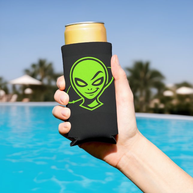 Green Alien Good Luck Seltzer Can Cooler (In Situ Pool)