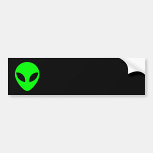 Green Alien Head Bumper Sticker