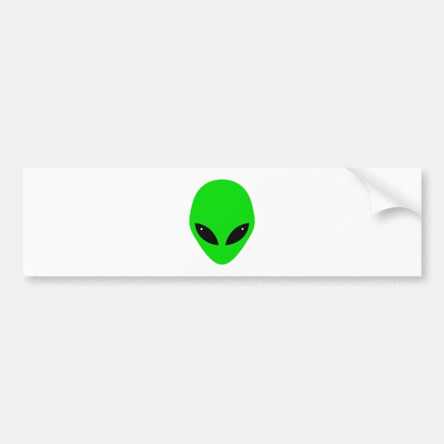 Green Alien Head Bumper Sticker (Front)