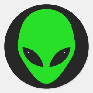 Green Alien Head Classic Round Sticker