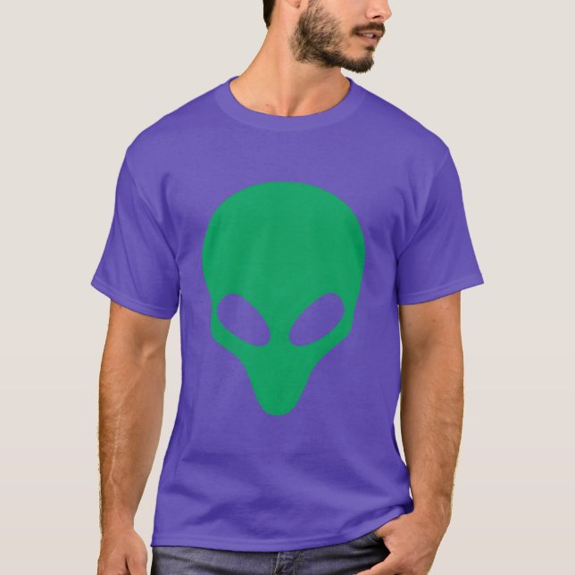 Green Alien Head Funny Etraterrestrial Life Cool f T-Shirt (Front)
