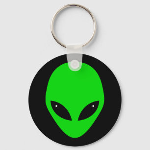 Green Alien Head Key Ring