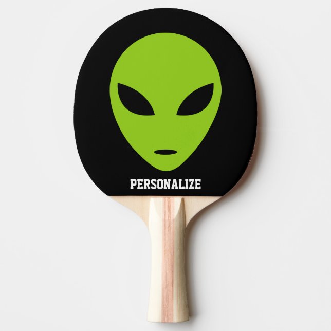 Green alien head ping pong paddle for table tennis (Front)