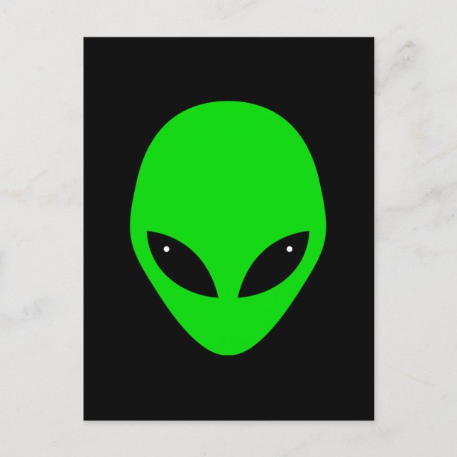 Green Alien Head Postcard (Front)