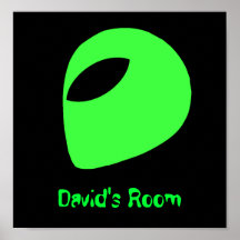 Green Alien Head Poster/Print