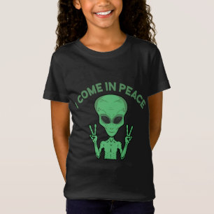 Green Alien I Come In Peace Extraterrestrial UFO T-Shirt