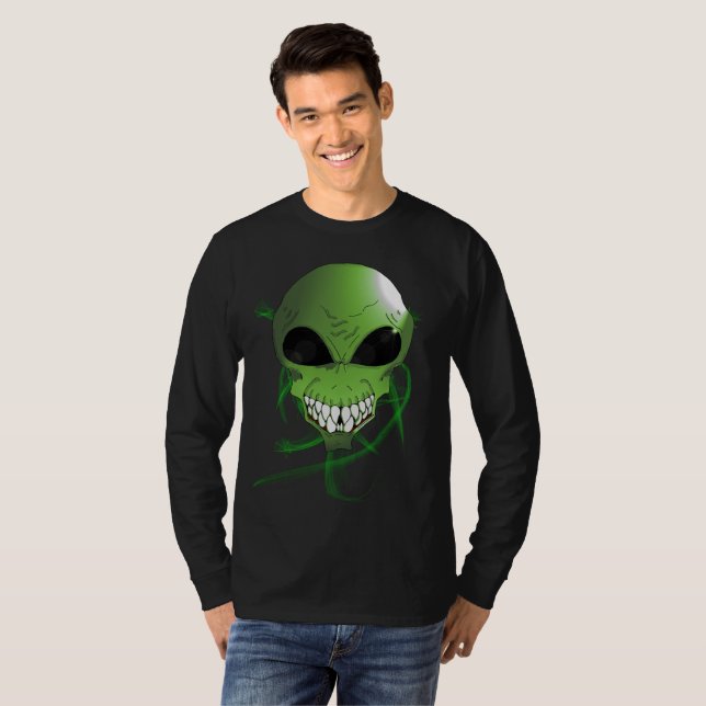 Green alien Men's Basic Long Sleeve T-Shirt (Front Full)