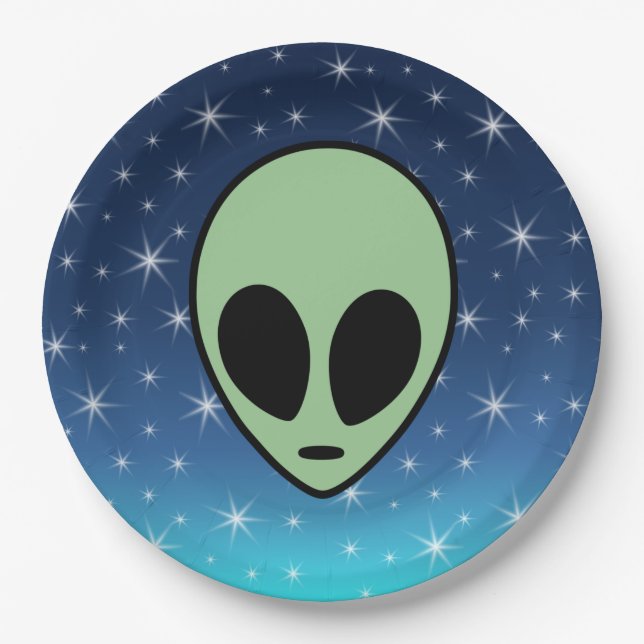 Green Alien Paper Plate (Front)