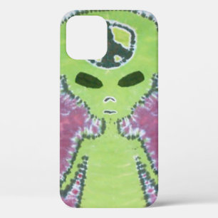 Green Alien Peace Sign Tie Dye Case-Mate iPhone Ca 12 Case