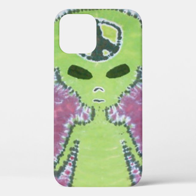 Green Alien Peace Sign Tie Dye Case-Mate iPhone Ca Case (Back)