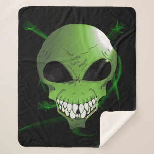 Green alien Sherpa blanket