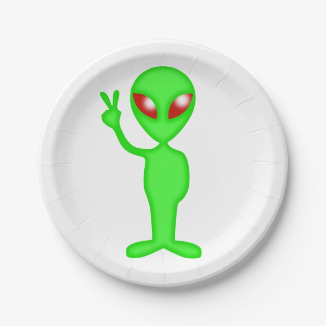 Green alien silhouette paper plate (Front)