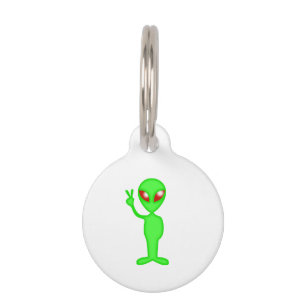 Green alien silhouette pet tag