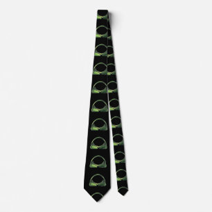 Green alien skull on black tie