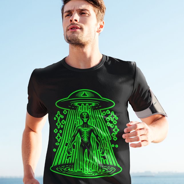 Green Alien Spacecraft Spaceship Cool Retro Style  T-Shirt (Creator Uploaded)
