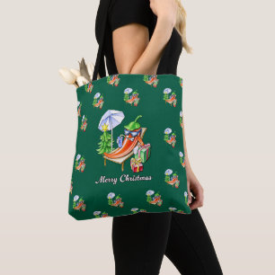 Green All-Over-Print Merry Christmas Chilli Tote Bag
