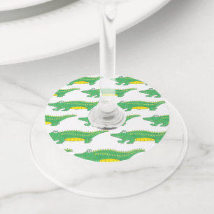 Green Alligator Croc Crocodile Gator Animal Wine Glass Tag