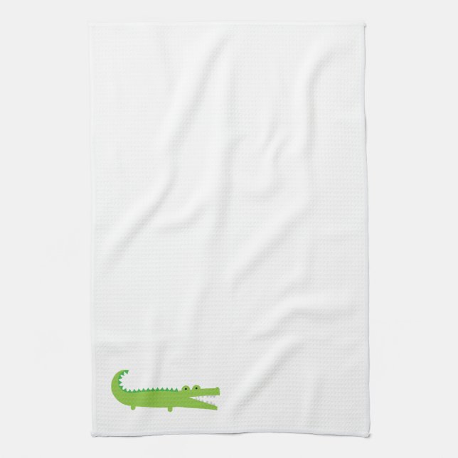 Green Alligator Kitchen Towel (Vertical)