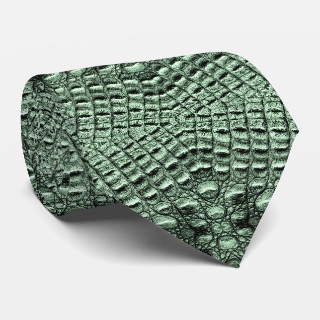Green Alligator Leather  Tie (Rolled)