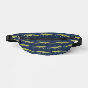 Green Alligator Navy Blue Patterned Bum Bags