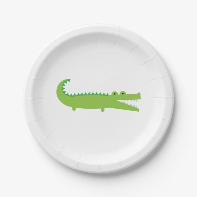 Green Alligator Paper Plate (Front)