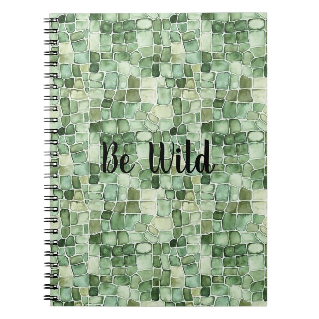 Green Alligator Print Be Wild Notebook (Front)