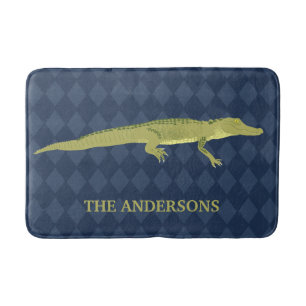 Green Alligator Realistic Graphic Personalised Bath Mat