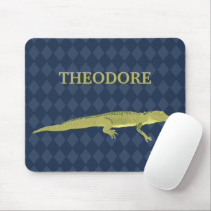 Green Alligator Realistic Graphic Personalised Mouse Mat