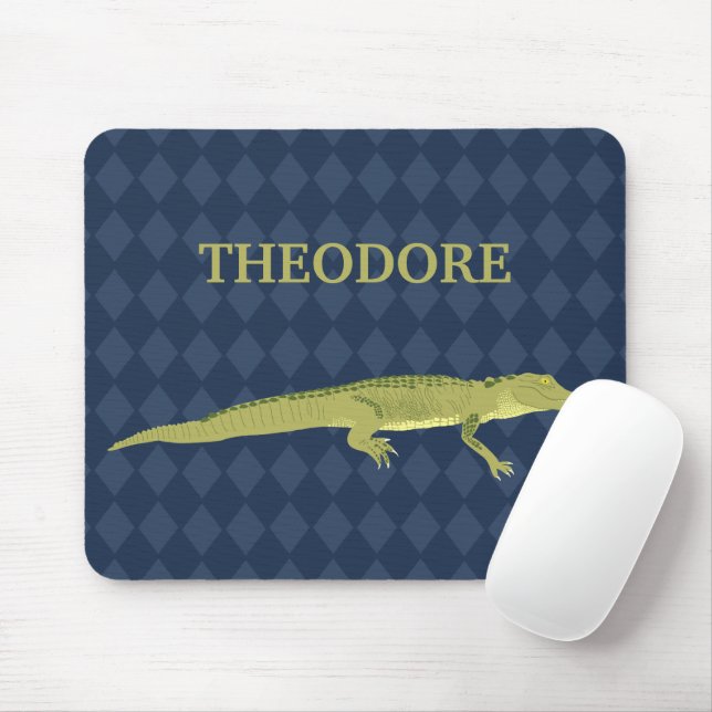 Green Alligator Realistic Graphic Personalised Mouse Mat (With Mouse)