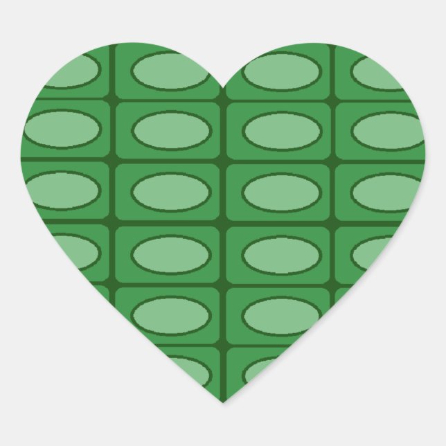 Green alligator skin pattern heart sticker (Front)