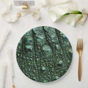 Green Alligator Skin Texture Paper Plate