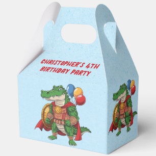 Green Alligator Superhero Birthday Party Favour Box