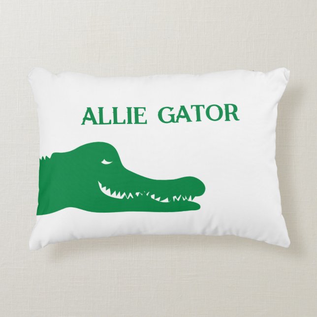 Green Alligator Throw Pillow (Front)