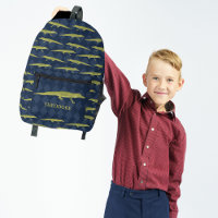 Green Alligators and Navy Blue Patterned