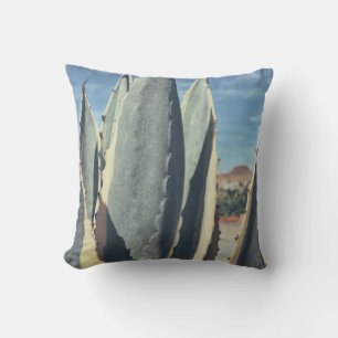 Green Aloe Succulent Leaves Throw Pillow Cushion