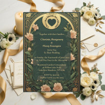 Green Alphonse Mucha Gold Ornate Lily Arch Wedding