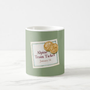Green Alpine Train Ticket Coffee Mug