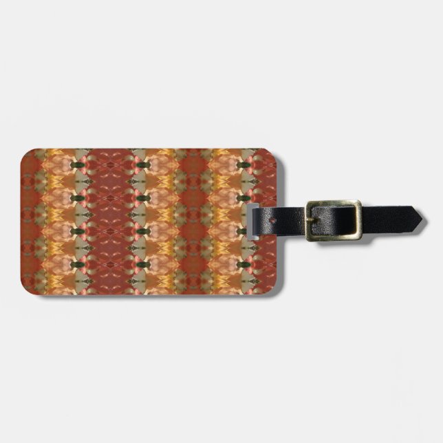 Green & Amber Ikat 3 Luggage Tag (Front Horizontal)
