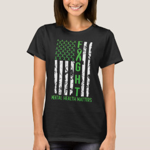 Green American Flag USA Mental Health Matters T-Shirt