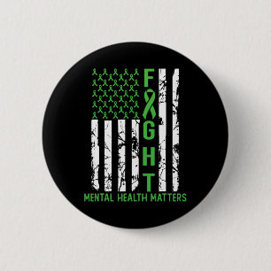 Green American Flag Usa Mental Health Problems 6 Cm Round Badge