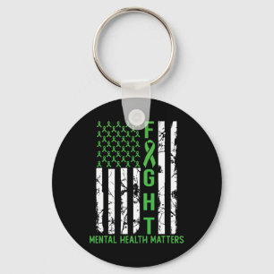 Green American Flag Usa Mental Health Problems Key Ring