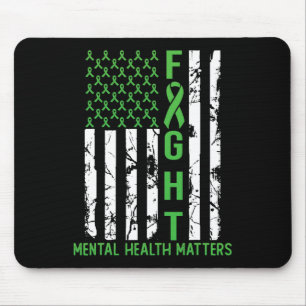 Green American Flag Usa Mental Health Problems Mouse Mat