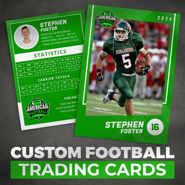 Green American Football Player Trading Card (Creator Uploaded)