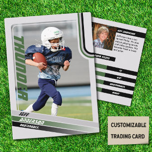 Green American Football Trading Card For Kids