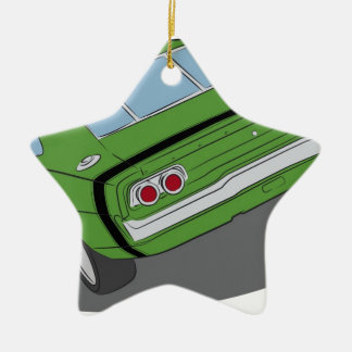 Green american muscle car ceramic tree decoration