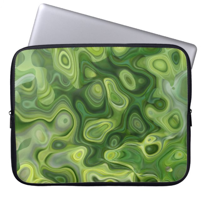 Green Amoeba Pattern Abstract Art Laptop Sleeve (Front)