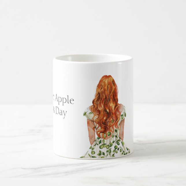 Green An Apple A Day Redhead Coffee Mug (Center)
