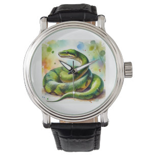 Green Anaconda 111024AREF143 - Watercolor Watch